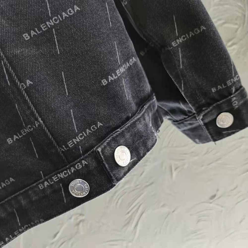 Balenciaga Women Large Fit Jacket in Stonewashed Black Lasered Denim - image 7