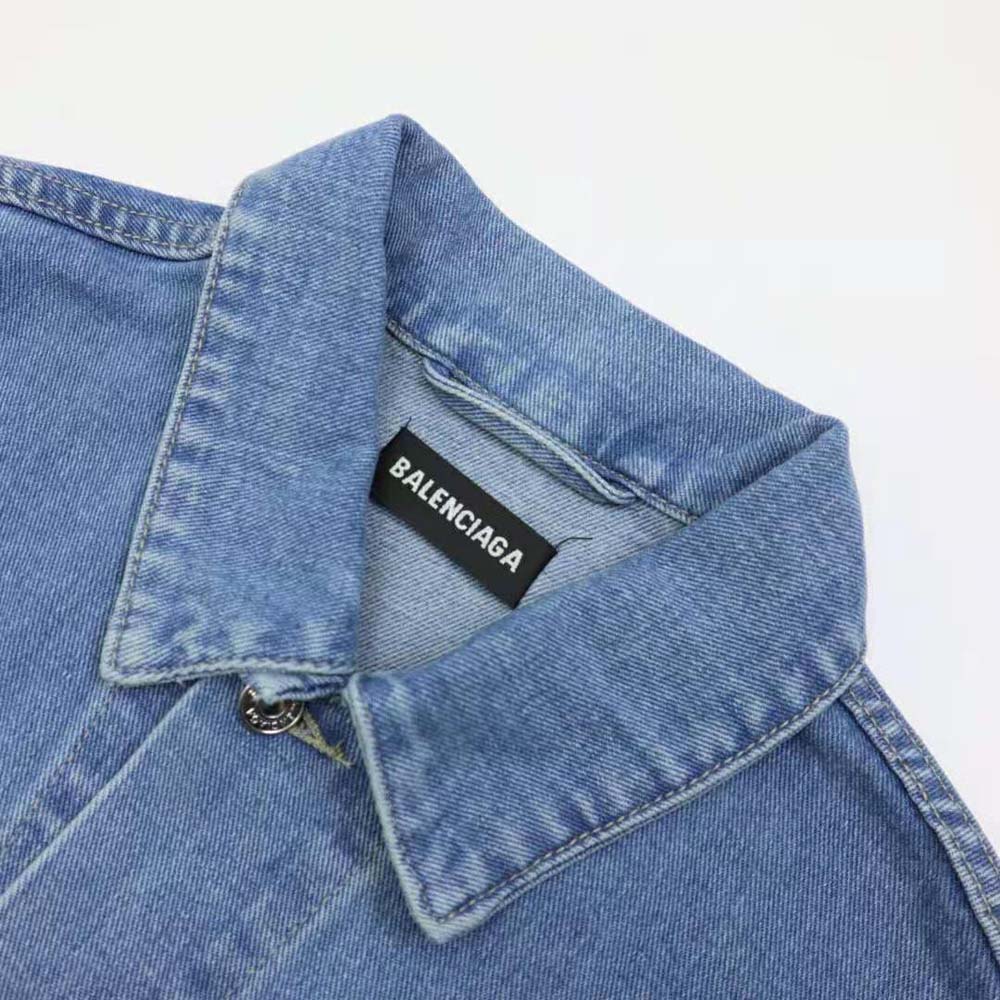 Balenciaga Women Large Fit Jacket in Stonewashed Blue Denim - image 4