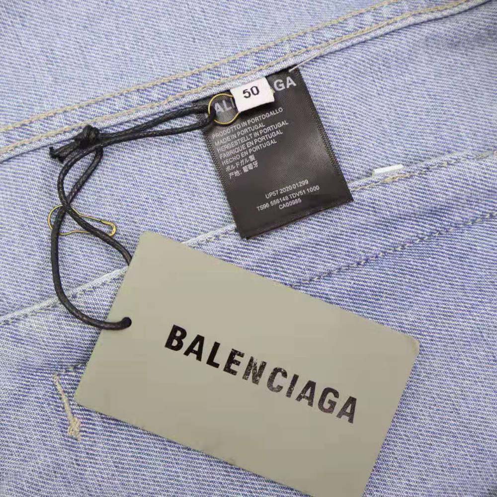 Balenciaga Women Large Fit Jacket in Stonewashed Blue Denim - image 9