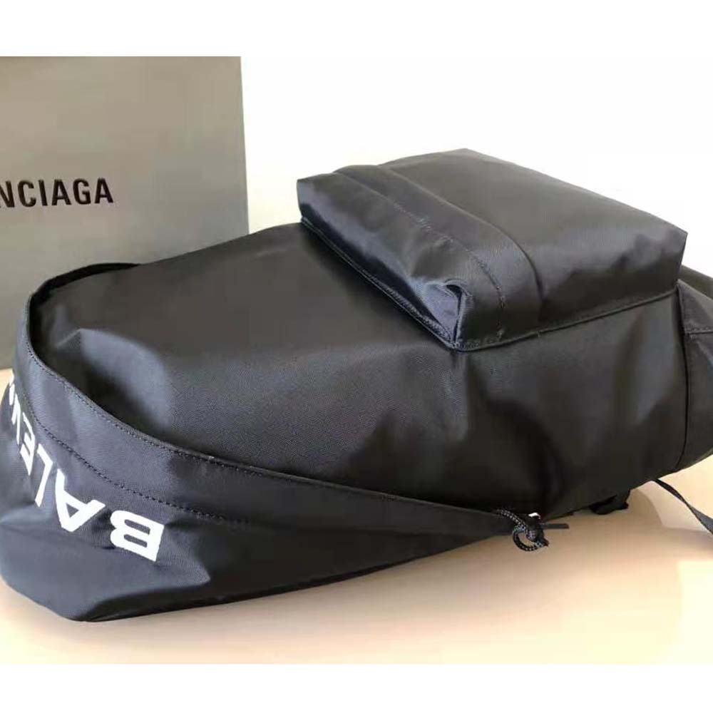 Balenciaga Men Wheel Backpack in Black Rrecycled Sport Nylon and White Logo Embroidered - image 5