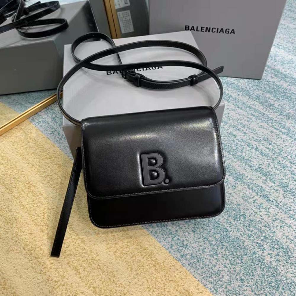 Side angle showcasing sleek silhouette of Balenciaga Women B Small Bag