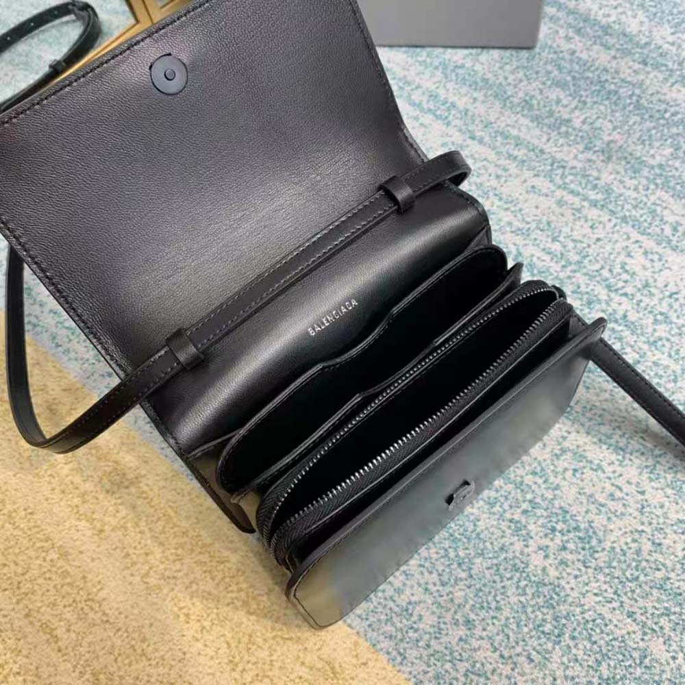 Balenciaga Women B Small Bag in Black Shiny Calfskin - image 9