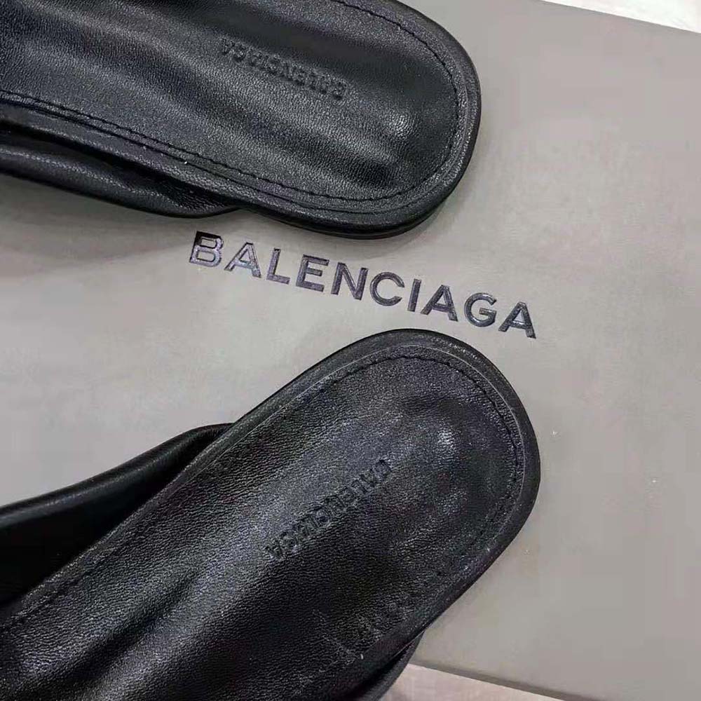 Balenciaga Women Drapy Flat Sandal in Black Smooth Nappa Lambskin - image 10