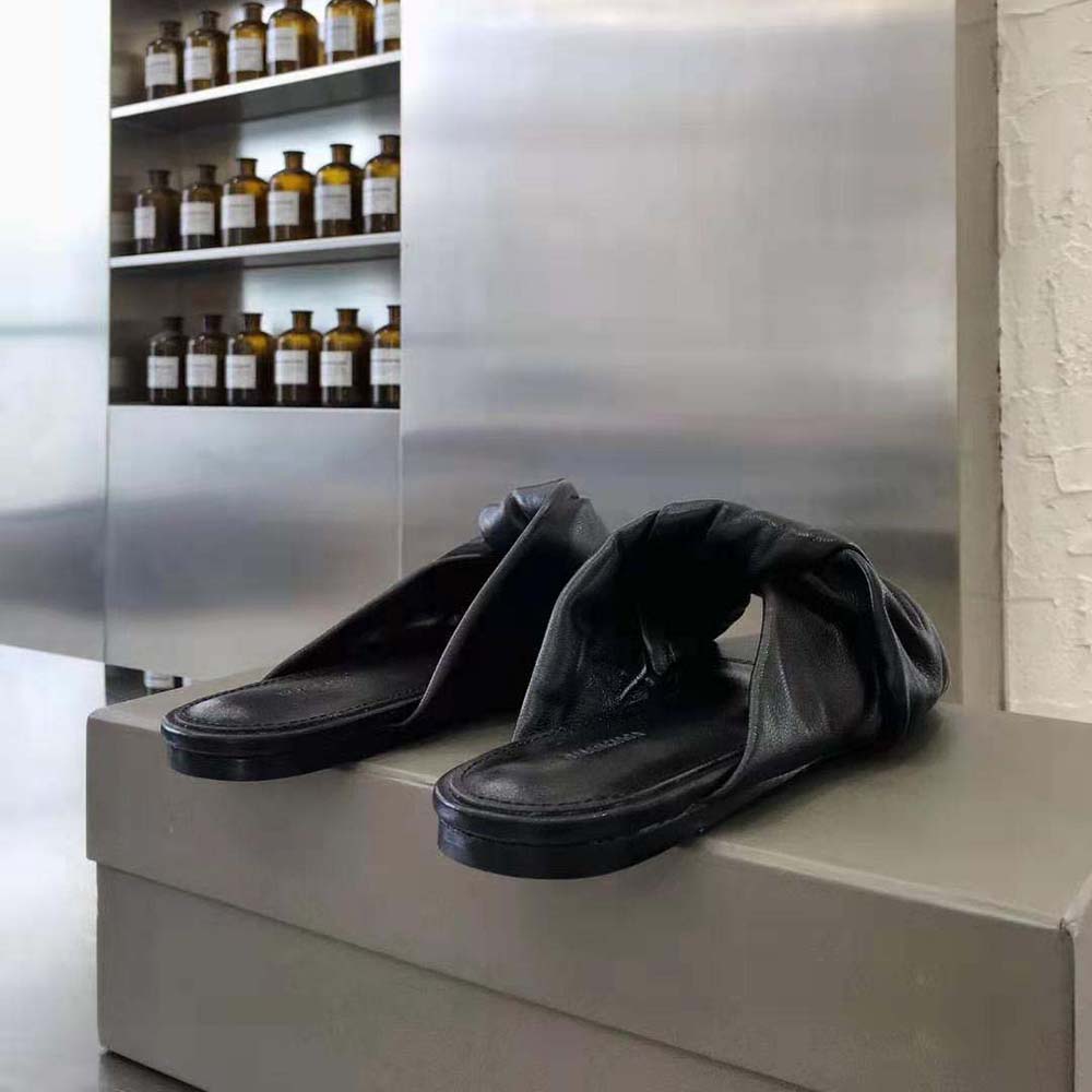 Balenciaga Women Drapy Flat Sandal in Black Smooth Nappa Lambskin - image 4