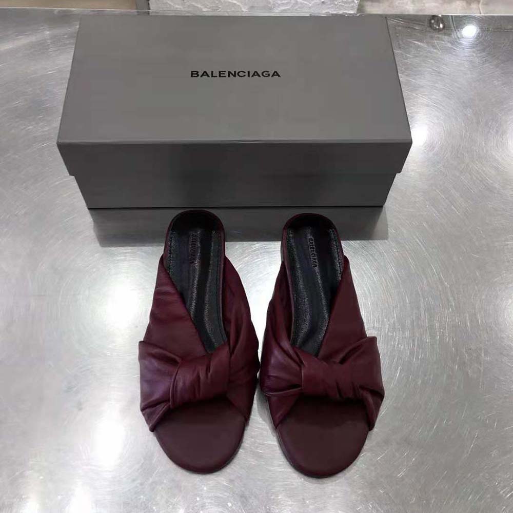 Balenciaga Women Drapy Flat Sandal in Dark Red Smooth Nappa Lambskin - image 5