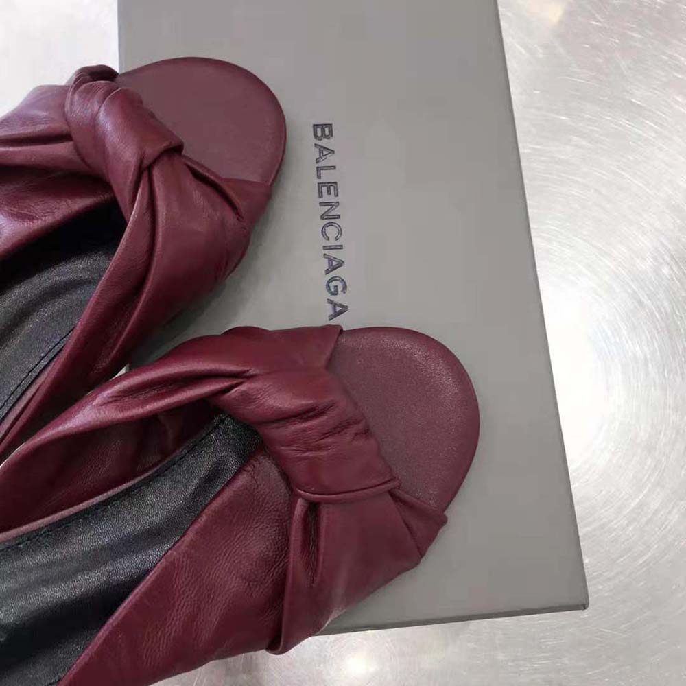 Balenciaga Women Drapy Flat Sandal in Dark Red Smooth Nappa Lambskin - image 10