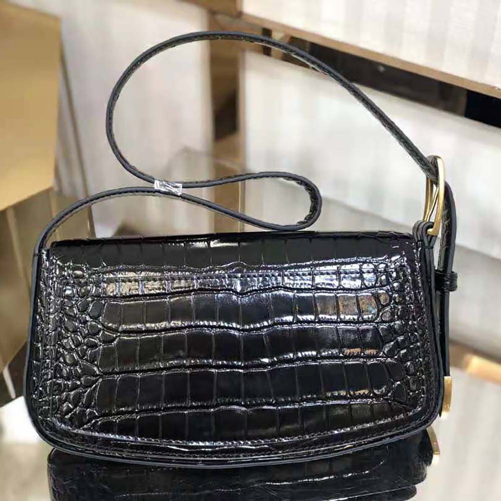 Balenciaga Women Ghost Sling Bag in Black Crocodile Embossed Calfskin - image 4