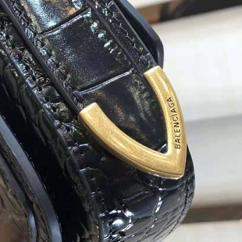 Balenciaga Women Ghost Sling Bag in Black Crocodile Embossed Calfskin - image 9