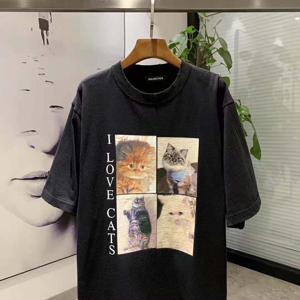 Balenciaga Men I Love Cats XL T-Shirt in Black - image 5