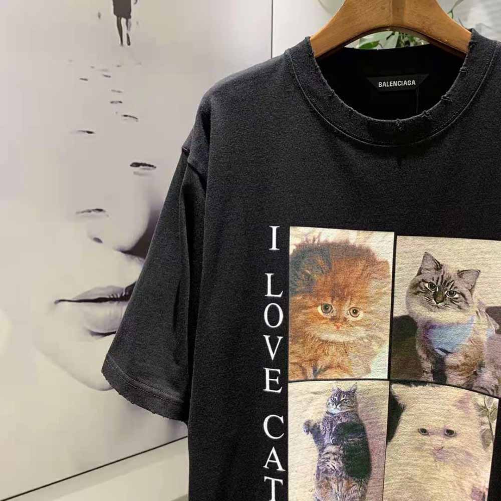 Balenciaga Men I Love Cats XL T-Shirt in Black - image 6
