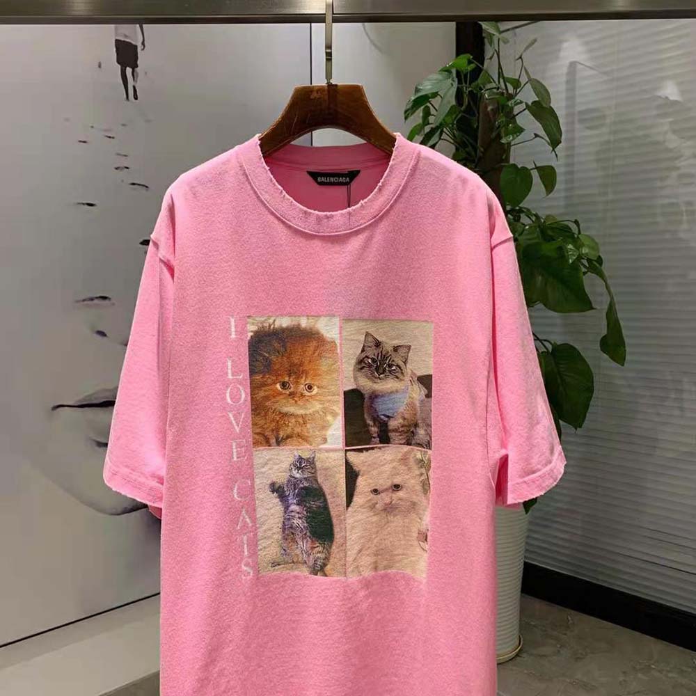 Balenciaga Women I Love Cats XL T-Shirt in Pink - image 4