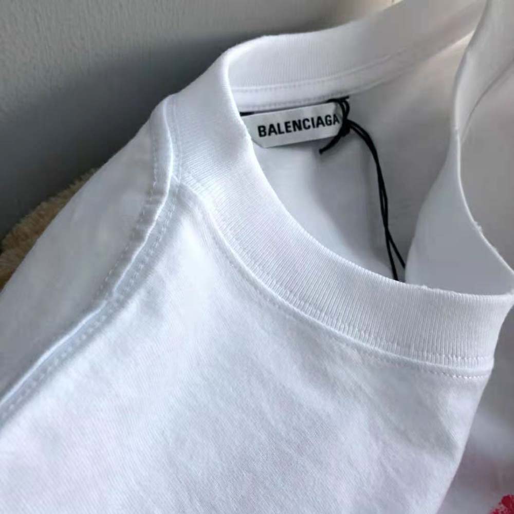 Balenciaga Men I Love U Medium Fit T-shirt in White Vintage Jersey - image 7