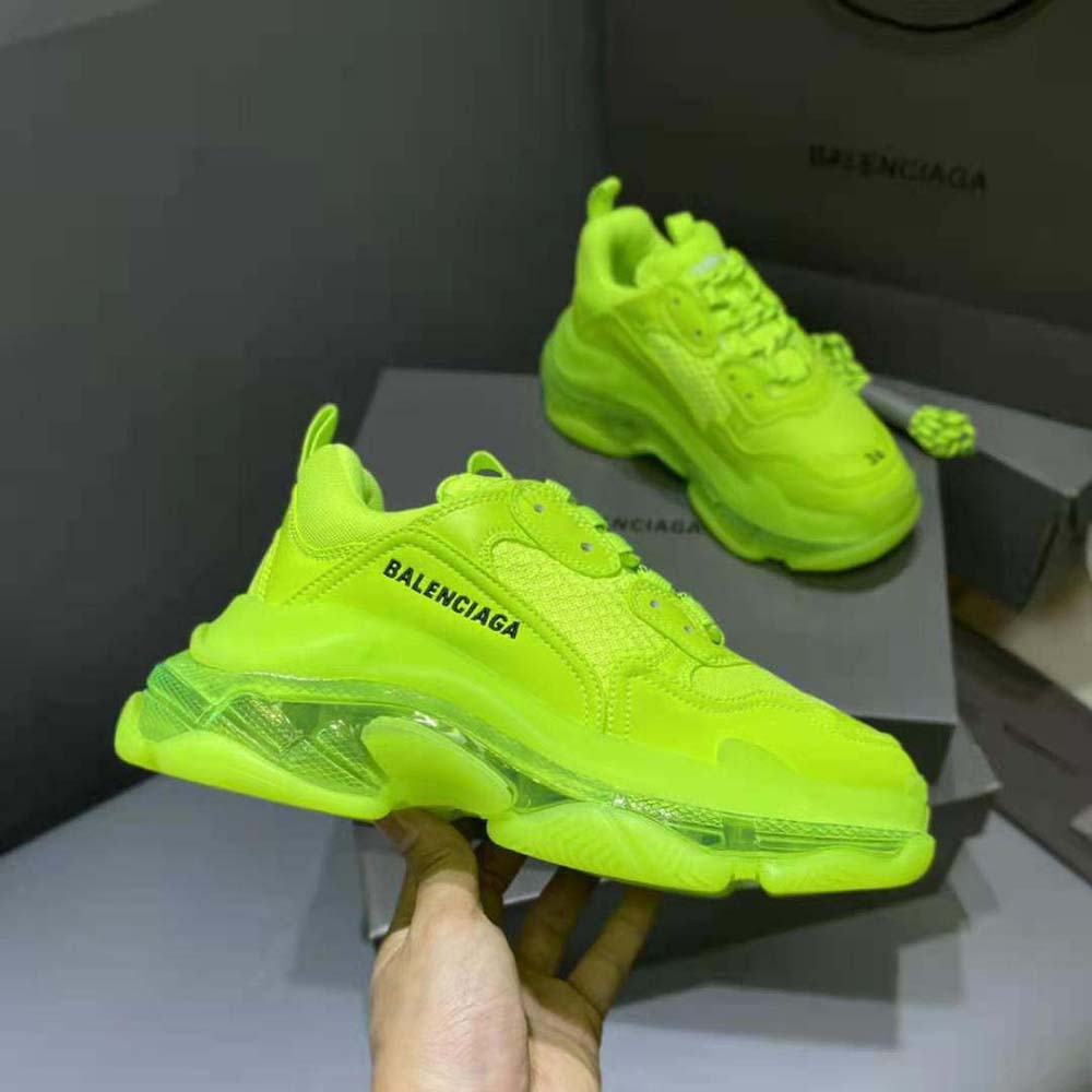 Balenciaga Women Triple S Clear Sole Sneaker in Neon Yellow Double Foam and Mesh - image 5