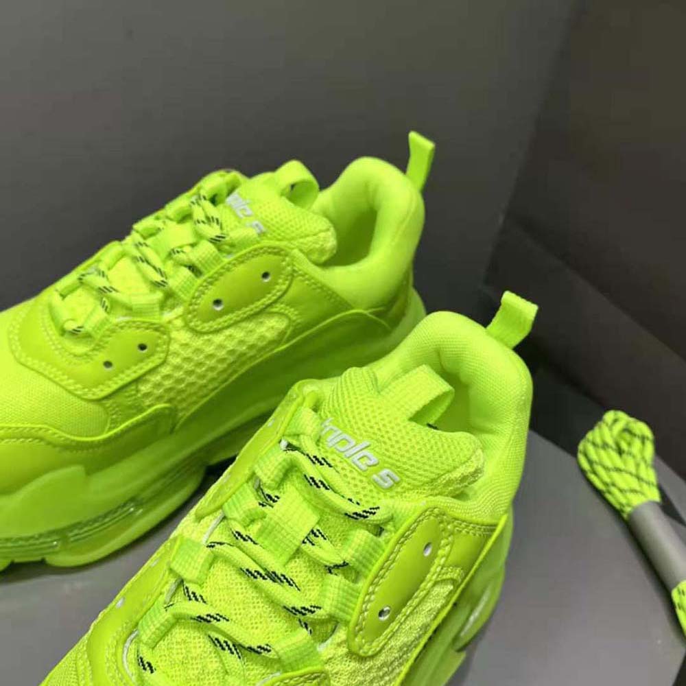 Balenciaga Women Triple S Clear Sole Sneaker in Neon Yellow Double Foam and Mesh - image 8