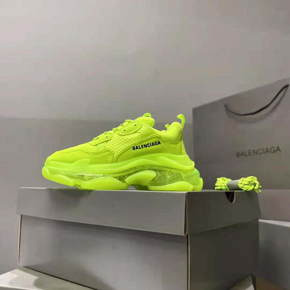 Balenciaga Women Triple S Clear Sole Sneaker in Neon Yellow Double Foam and Mesh - image 9