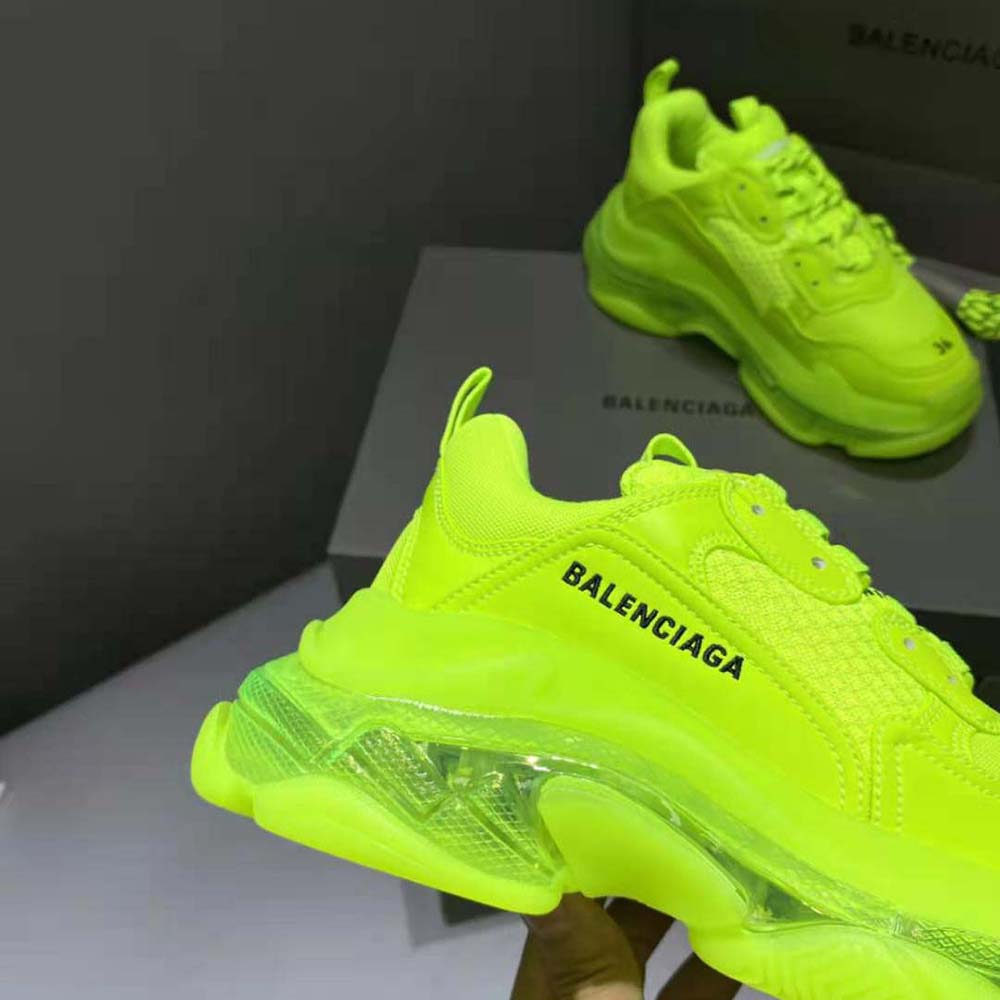 Balenciaga Women Triple S Clear Sole Sneaker in Neon Yellow Double Foam and Mesh - image 7