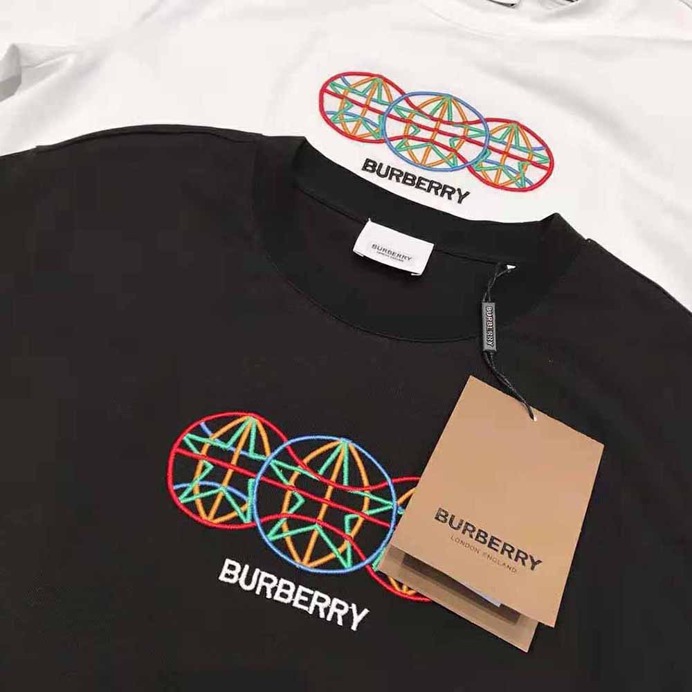 Burberry Men Embroidered Globe Graphic Cotton Oversized T-shirt - image 4
