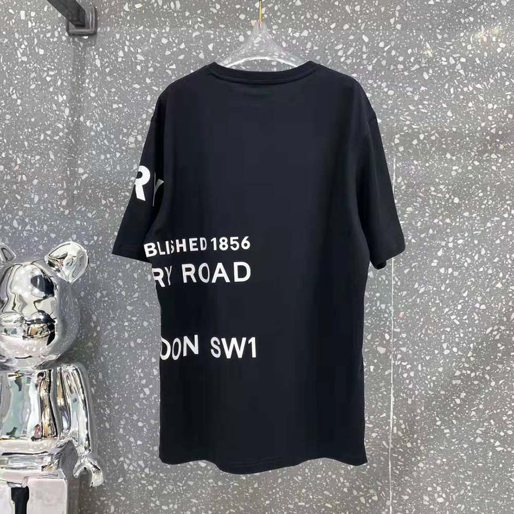 Side profile showing relaxed fit of Burberry Men Horseferry Cotton T-shirt