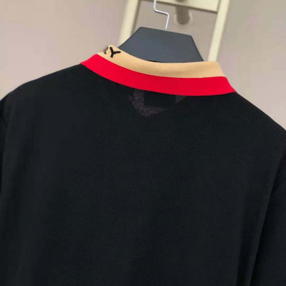 Burberry Men Logo Detail Cotton Pique Polo Shirt-Black - image 7