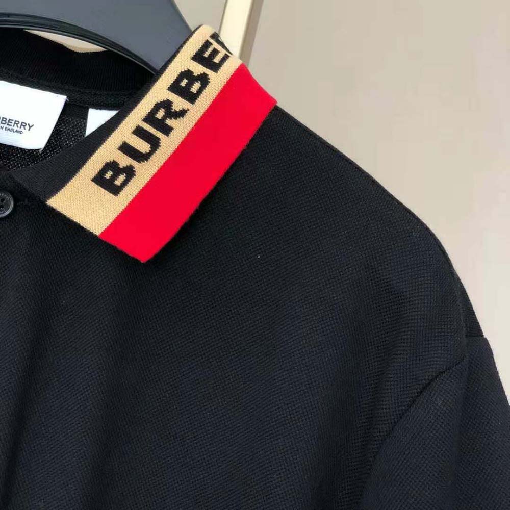 Burberry Men Logo Detail Cotton Pique Polo Shirt-Black - image 6