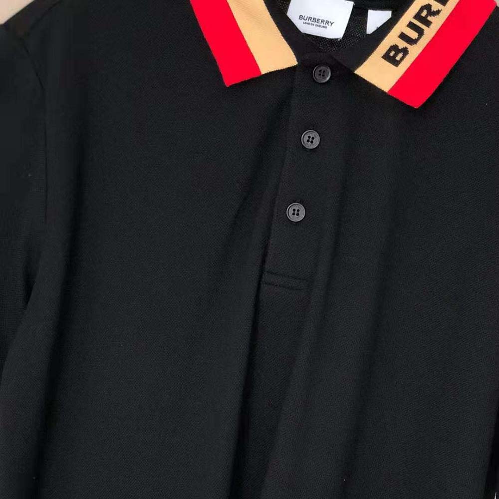 Burberry Men Logo Detail Cotton Pique Polo Shirt-Black - image 5