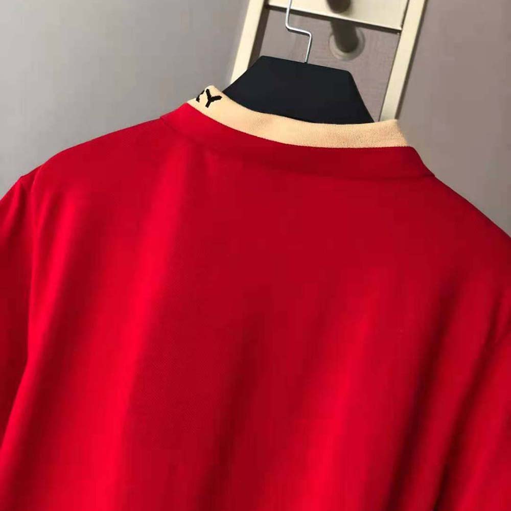 Burberry Men Logo Detail Cotton Pique Polo Shirt-Red - image 7