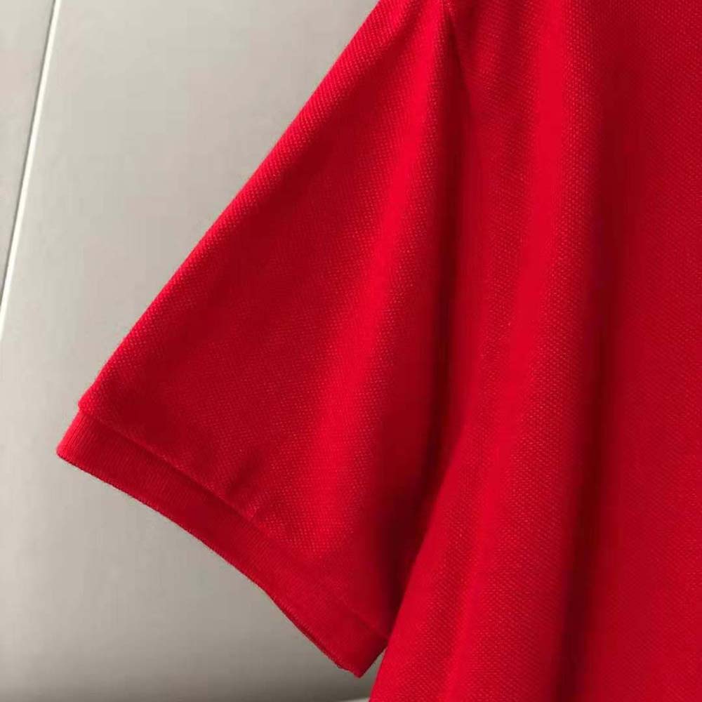 Burberry Men Logo Detail Cotton Pique Polo Shirt-Red - image 10