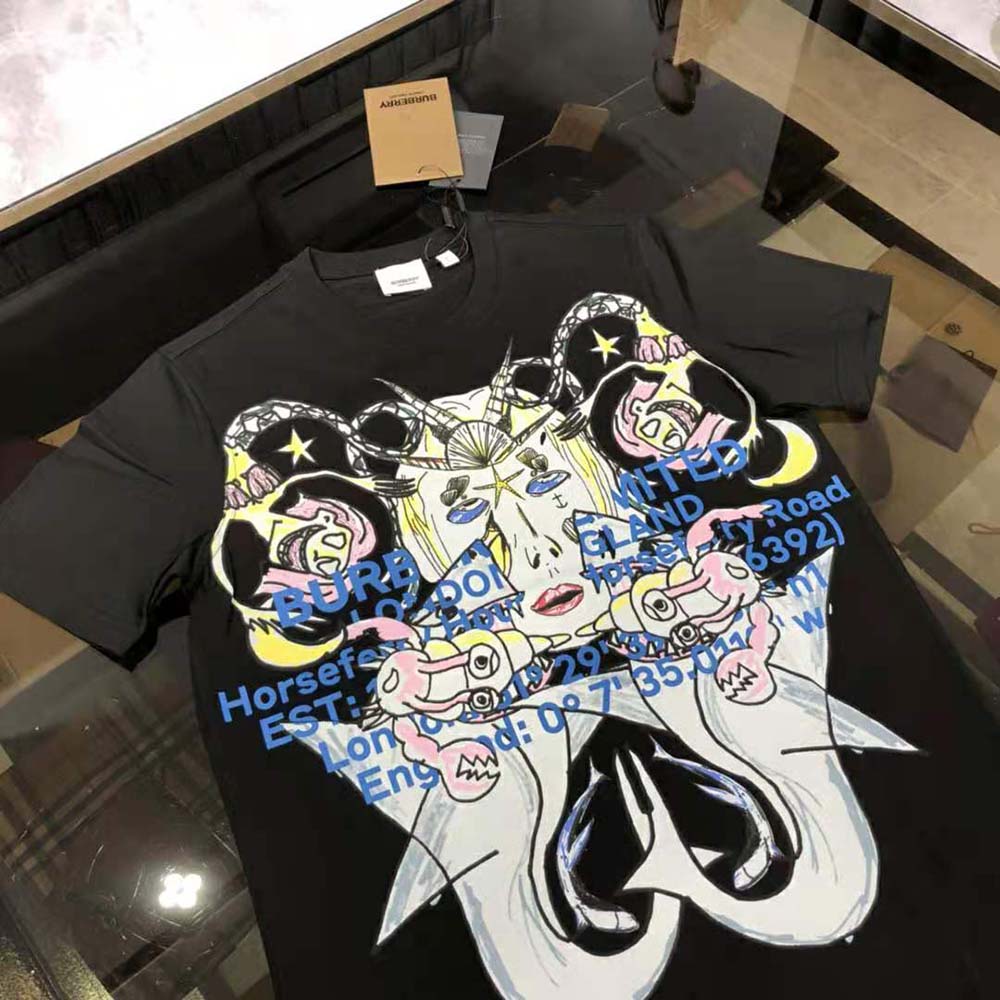 Burberry Men Montage Print Cotton Oversized T-shirt-Black - image 7