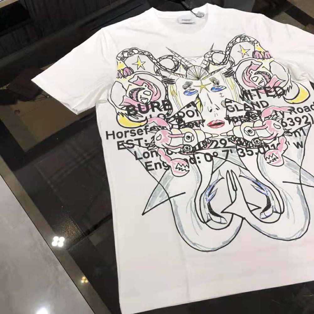 Burberry Men Montage Print Cotton Oversized T-shirt-White - image 4