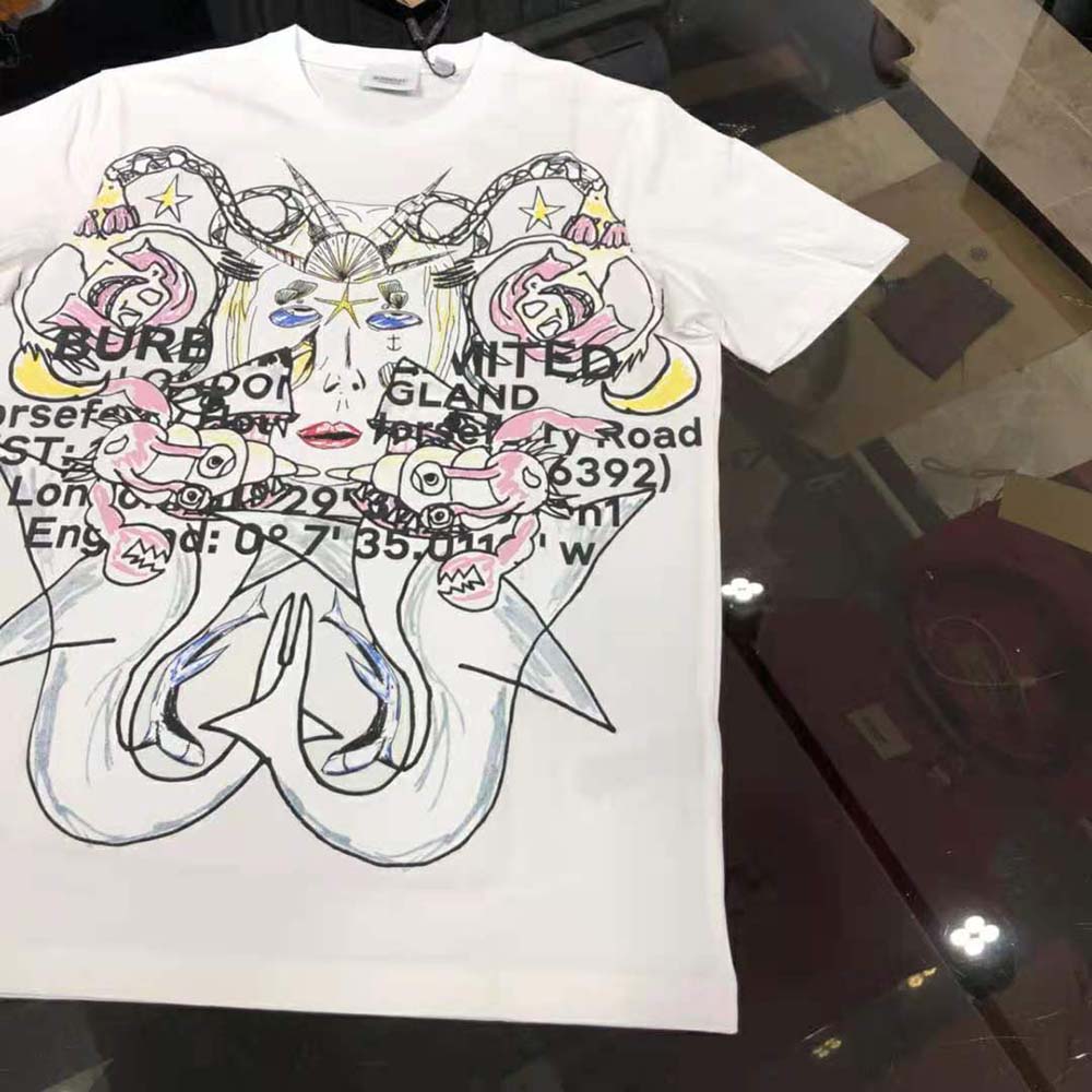 Burberry Men Montage Print Cotton Oversized T-shirt-White - image 6