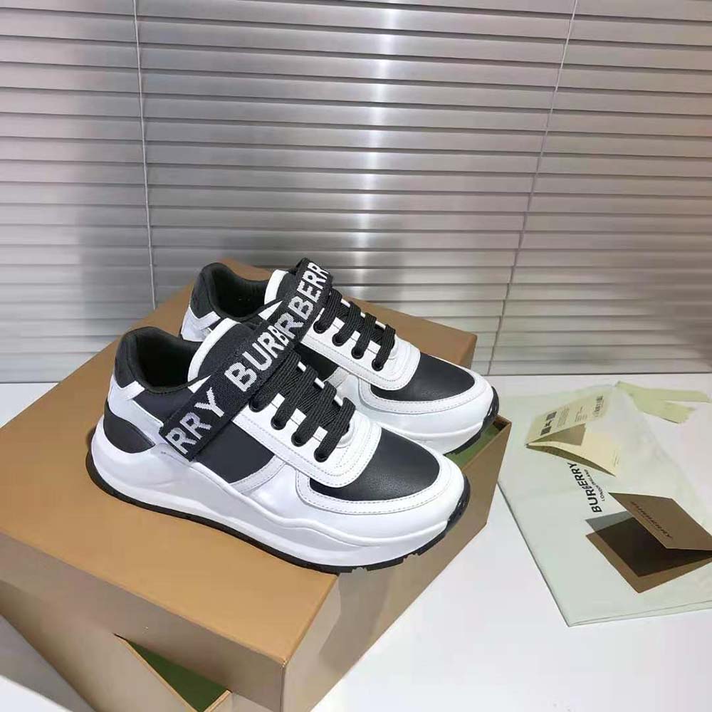 Top view showing lace-up closure on Burberry Unisex sneakers