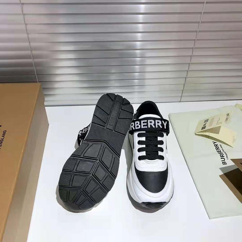 Burberry Unisex Logo Detail Leather and Nylon Sneakers-Black - image 10