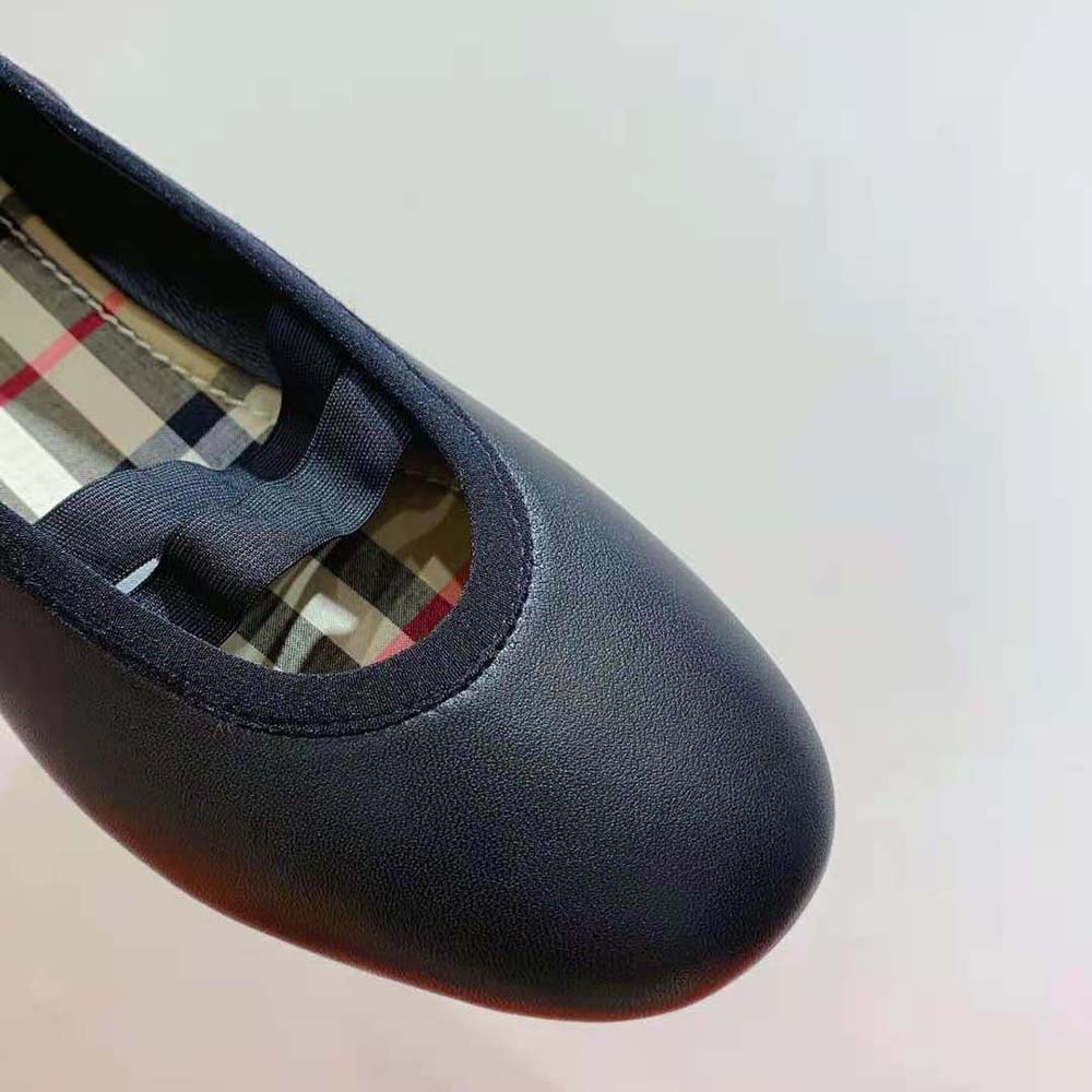 Burberry Women Logo Detail Vintage Check Cotton Ballerinas-Black - image 7