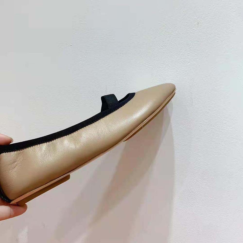 Burberry Women Logo Detail Vintage Check Cotton Ballerinas-Sandy - image 5