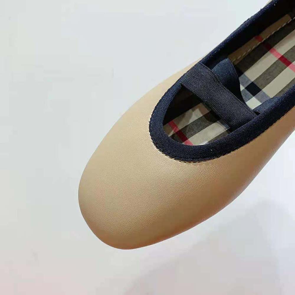 Burberry Women Logo Detail Vintage Check Cotton Ballerinas-Sandy - image 7