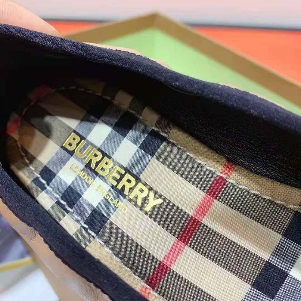 Burberry Women Logo Detail Vintage Check Cotton Ballerinas-Sandy - image 8