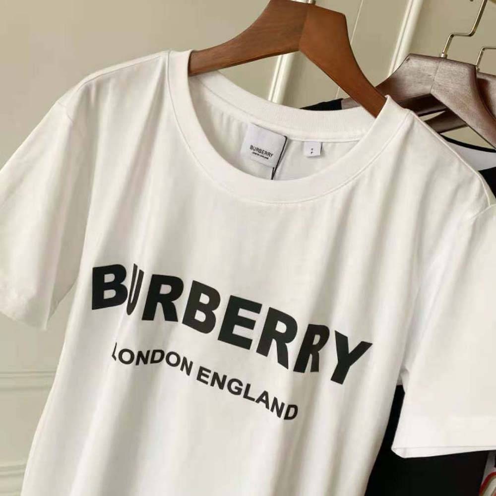 Burberry Women Logo Print Cotton T-shirt-White - image 4