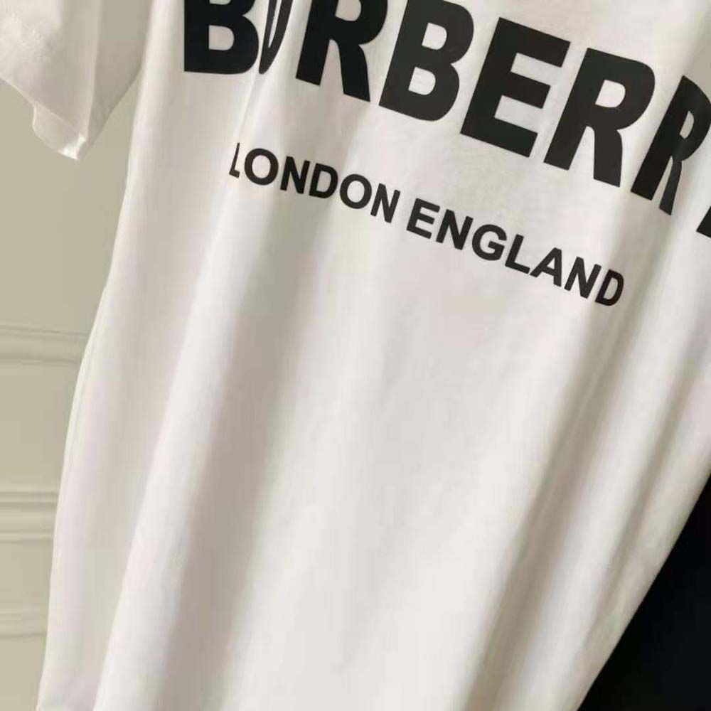 Burberry Women Logo Print Cotton T-shirt-White - image 5