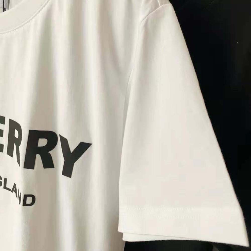 Burberry Women Logo Print Cotton T-shirt-White - image 9