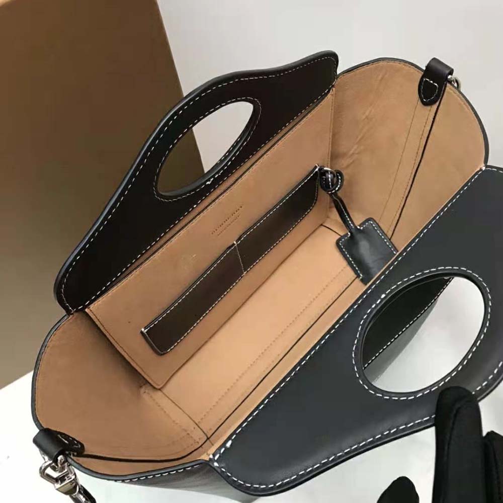 Burberry Women Mini Leather Soft Pocket Tote-Black - image 9
