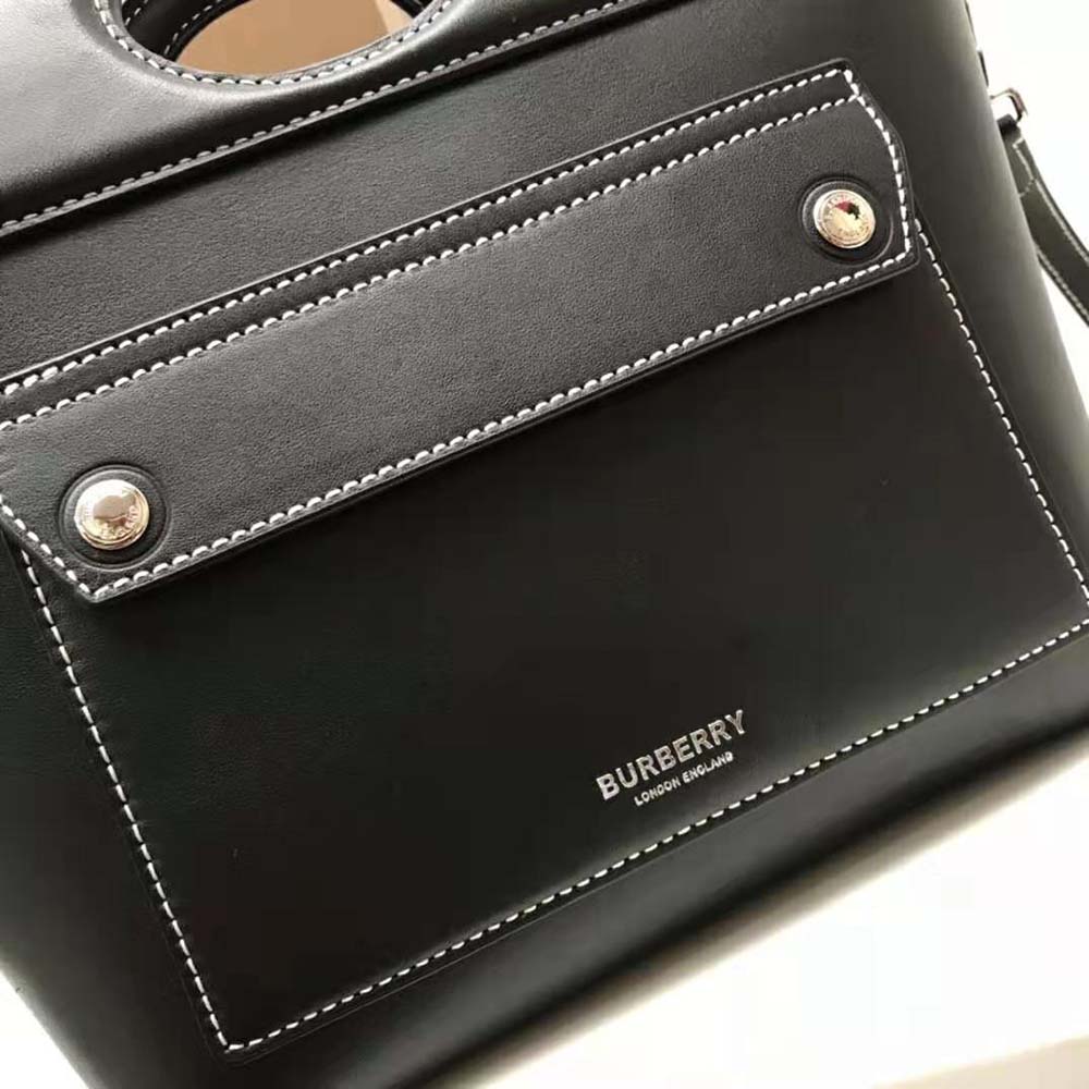 Burberry Women Mini Leather Soft Pocket Tote-Black - image 7