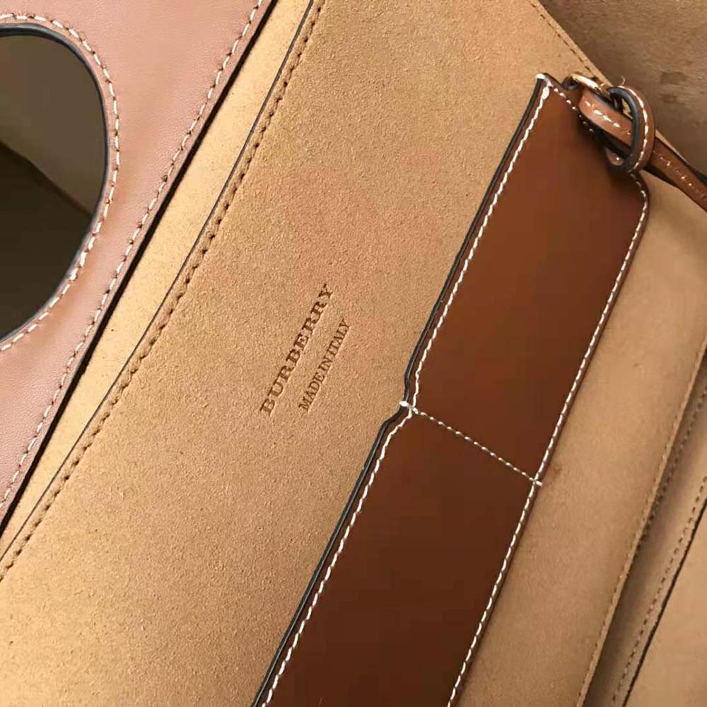 Burberry Women Mini Leather Soft Pocket Tote-Brown - image 10