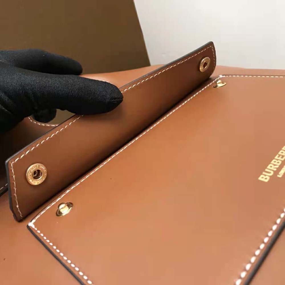 Burberry Women Mini Leather Soft Pocket Tote-Brown - image 9