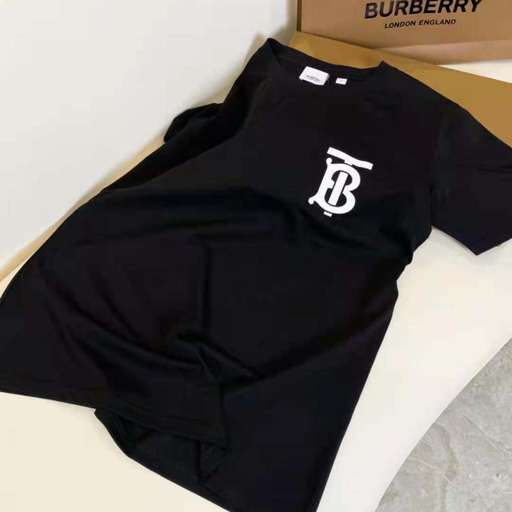 Burberry Women Monogram Motif Cotton Oversized T-shirt-Black - image 4