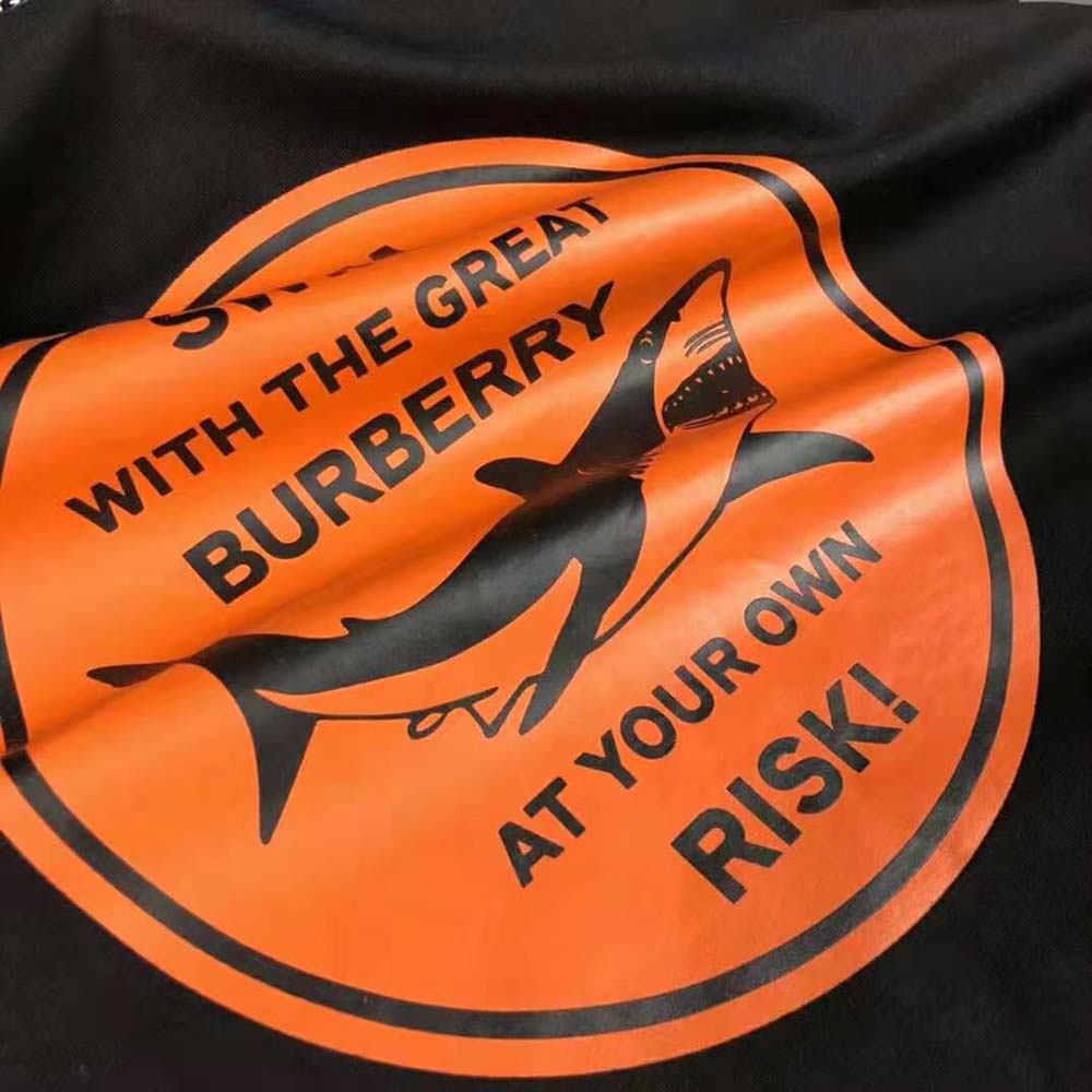 Burberry Men Shark Graphic Cotton Oversized T-shirt-Black - image 7