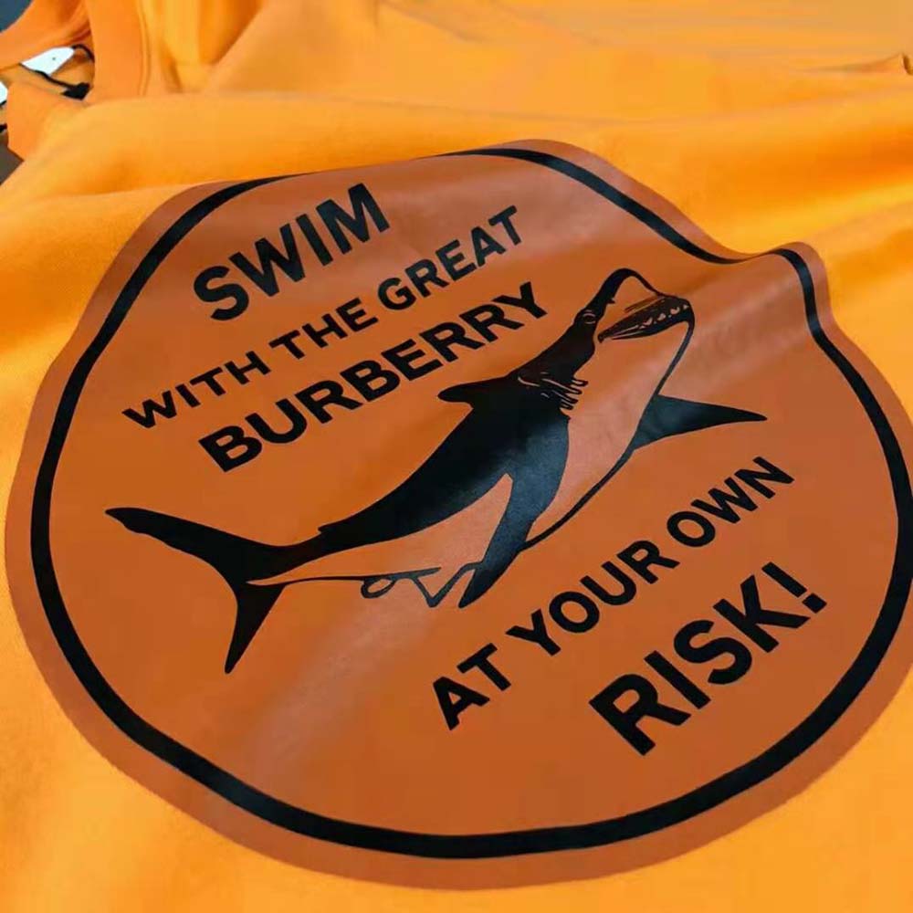 Burberry Men Shark Graphic Cotton Oversized T-shirt-Orange - image 7