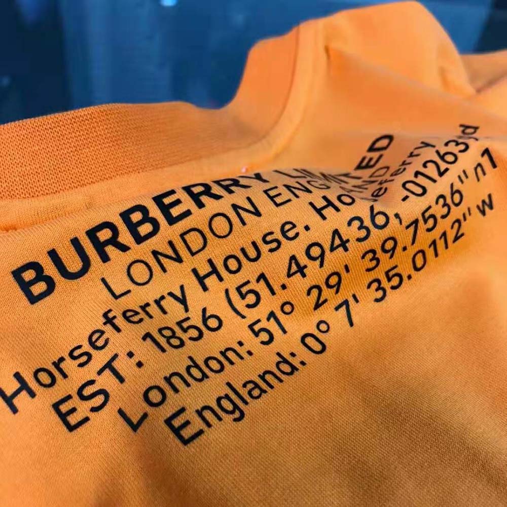 Burberry Men Shark Graphic Cotton Oversized T-shirt-Orange - image 8