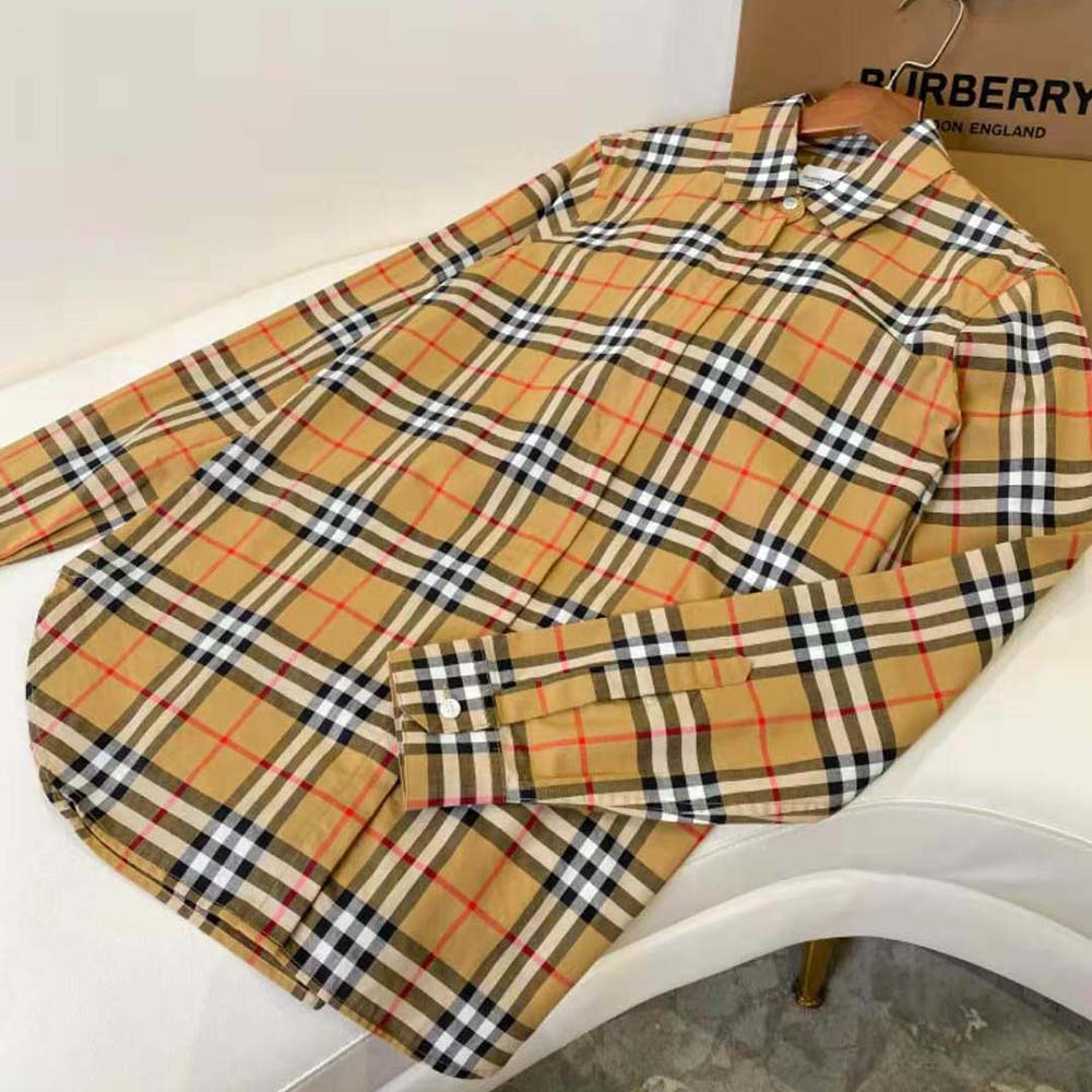 Burberry Women Vintage Check Cotton Oversized Shirt - image 4