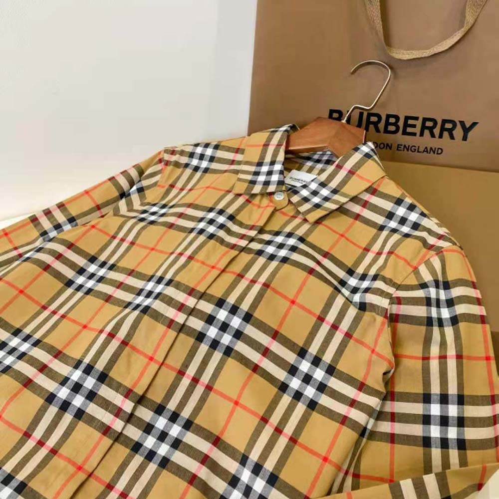Burberry Women Vintage Check Cotton Oversized Shirt - image 7