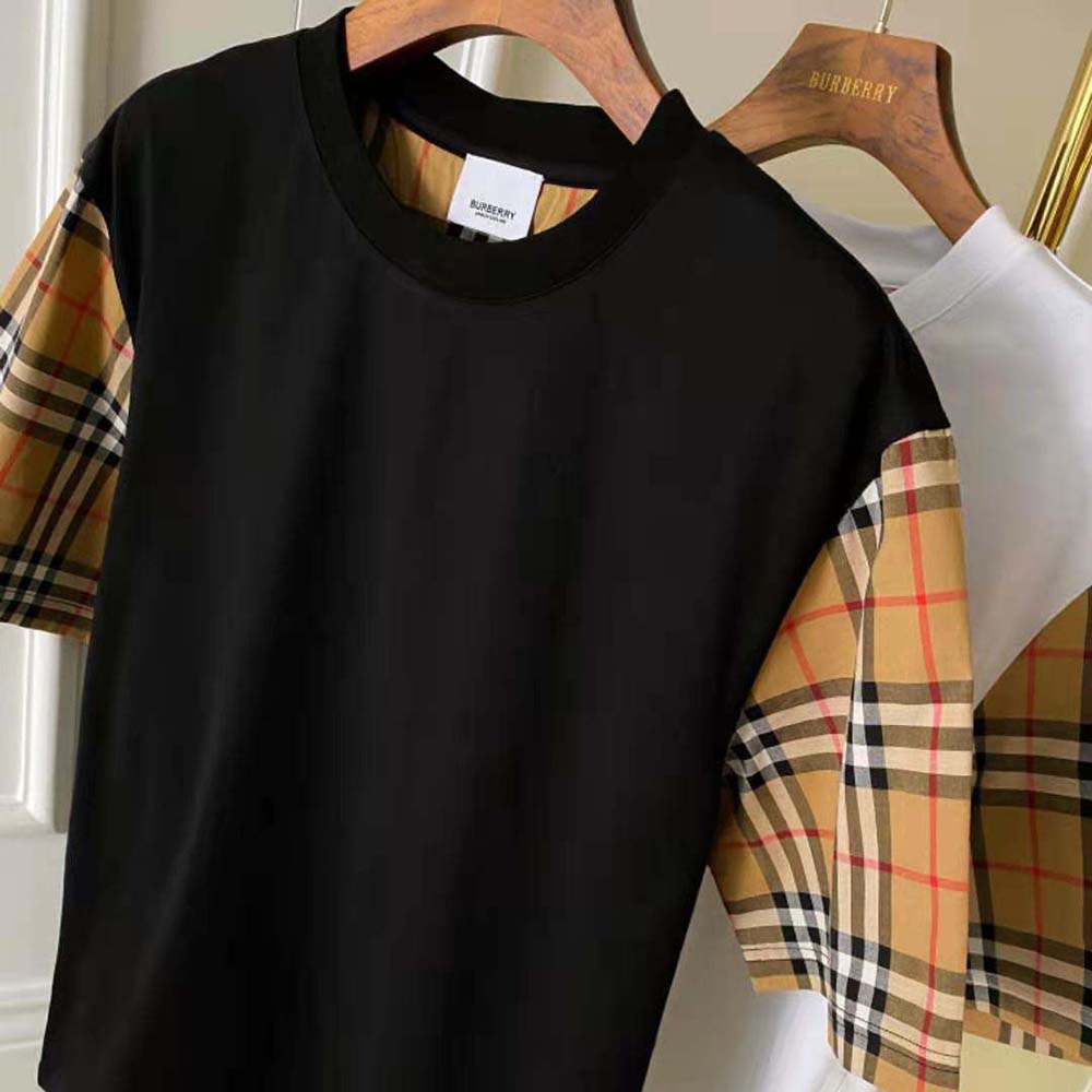 Burberry Men Vintage Check Sleeve Cotton T-shirt-Black - image 4
